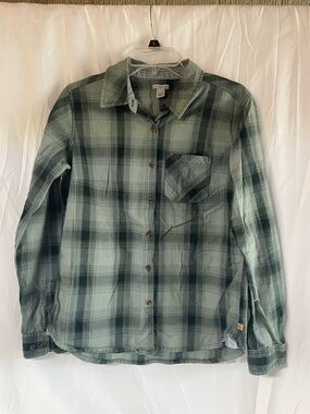 Carhartt Green and Cream Plaid Button-Down Shirt